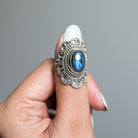 Rainbow Labradorite Ring, Oval Gemstone Ring