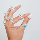 Turquoise Boho Ring, Ornate Silver Ring