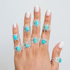 Turquoise Boho Ring, Ornate Silver Ring