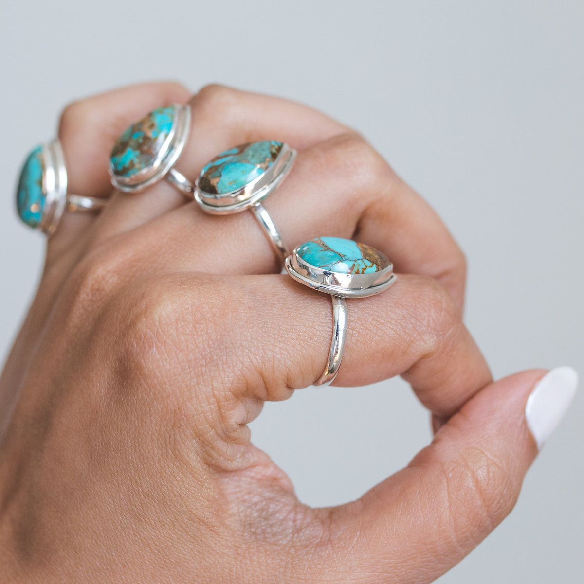Pear Turquoise Ring, Copper Turquoise Boho Ring