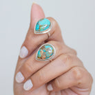 Pear Turquoise Ring, Copper Turquoise Boho Ring