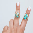 Pear Turquoise Ring, Copper Turquoise Boho Ring
