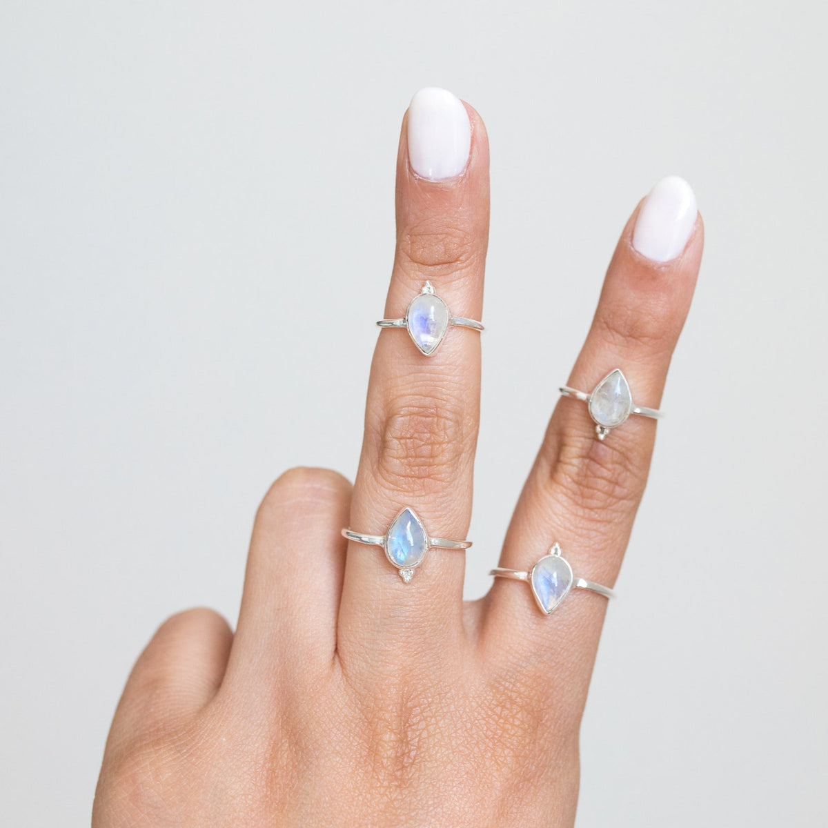 Blue Moonstone Stack Ring, Silver Promise Ring