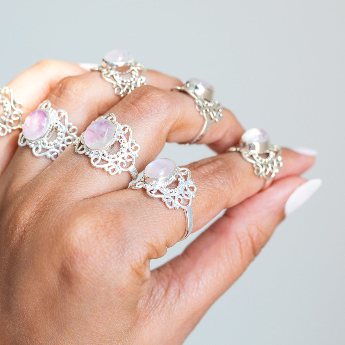 Pink Moonstone Ring, Pink Gemstone Ring