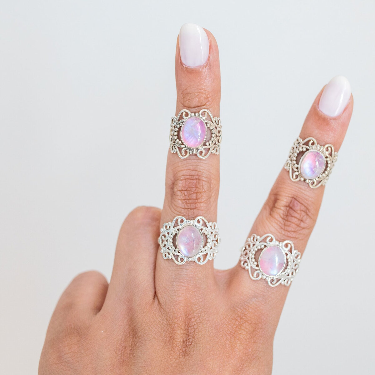 Pink Moonstone Ring, Pink Gemstone Ring