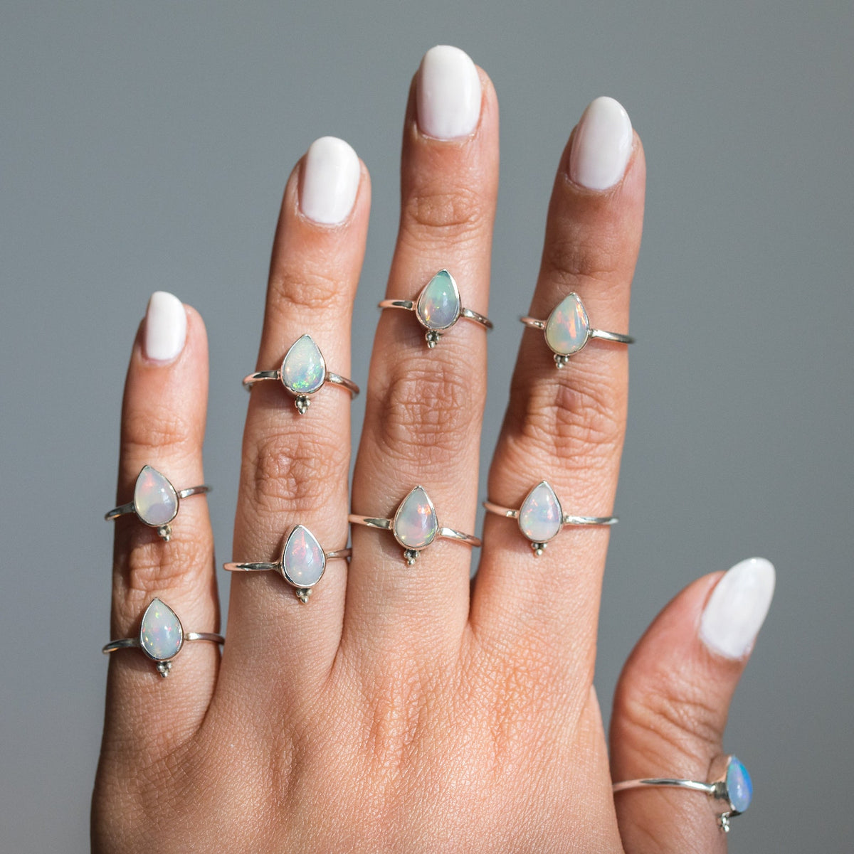 Pear Opal Ring, Opal Birthstone Ring