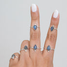 Pear Labradorite Ring, Minimalist 925 Ring