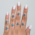 Pear Labradorite Ring, Minimalist 925 Ring