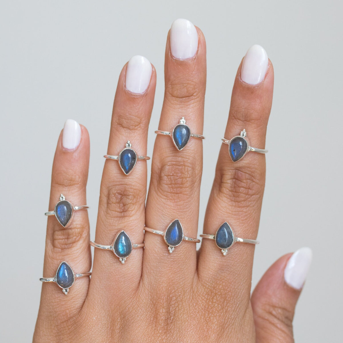 Pear Labradorite Ring, Minimalist 925 Ring