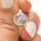 Round Moonstone Ring, Delicate Silver Ring