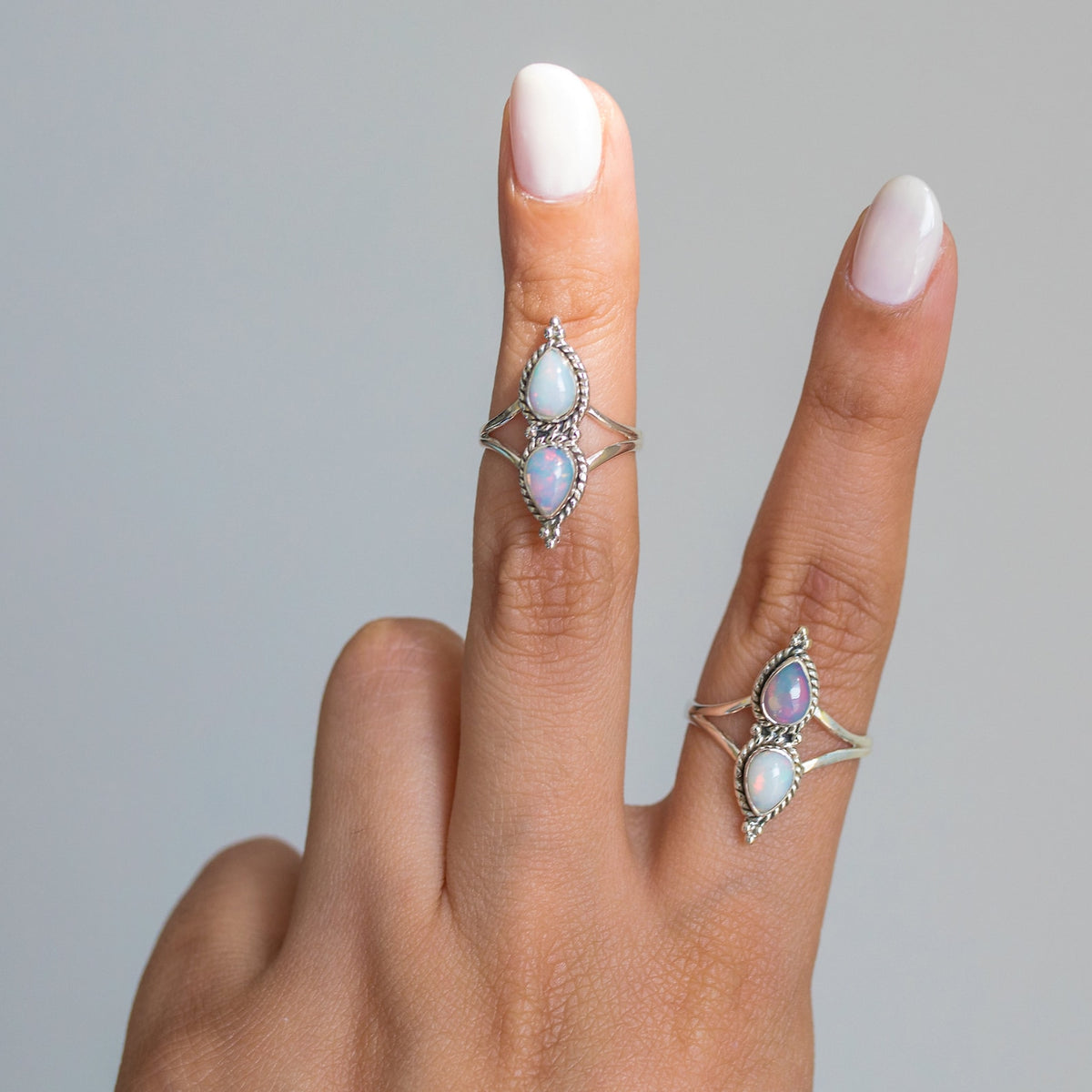 Natural Opal Ring, Teardrop Fire Opal Ring, Opal Gemstone Ring
