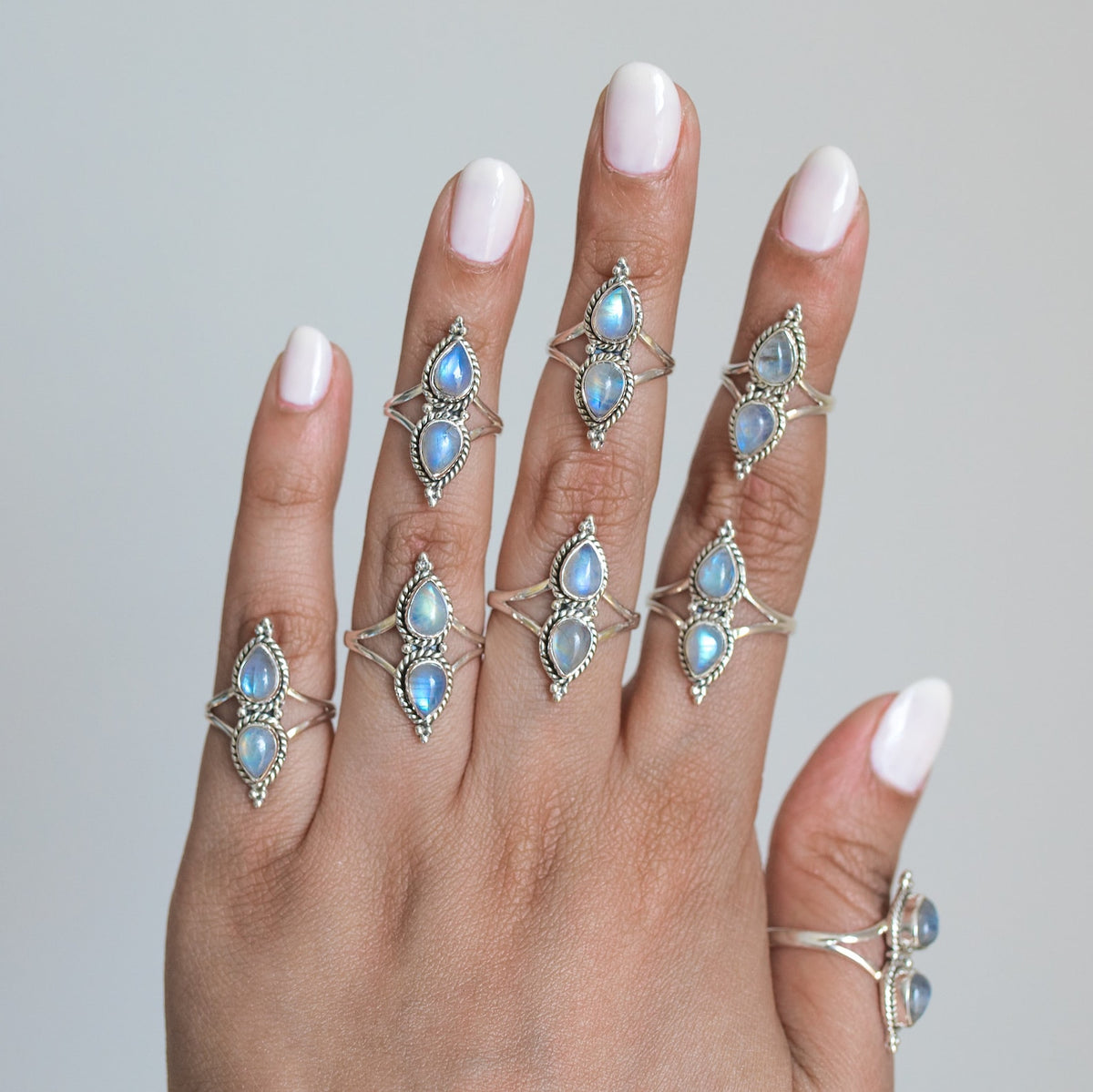 Teardrop Stone Ring, Boho Moonstone Ring