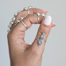 Teardrop Stone Ring, Boho Moonstone Ring