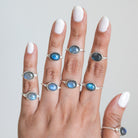 Oval Labradorite Ring, Blue Labradorite Ring