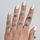 Oval Labradorite Ring, Blue Labradorite Ring