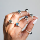 Oval Labradorite Ring, Blue Labradorite Ring