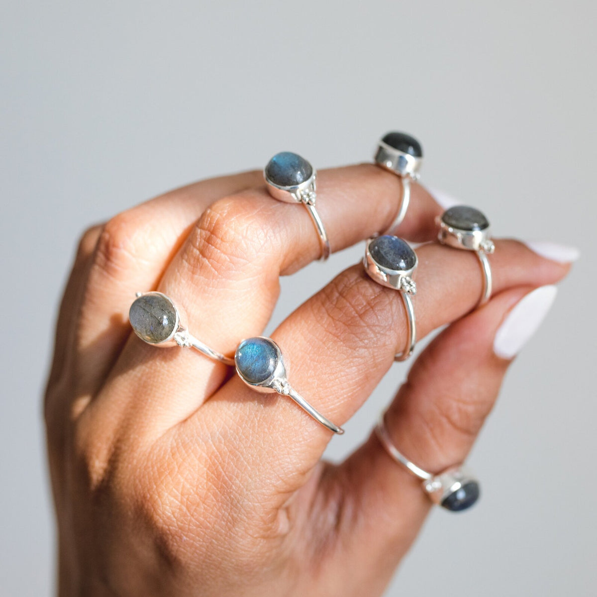 Oval Labradorite Ring, Blue Labradorite Ring