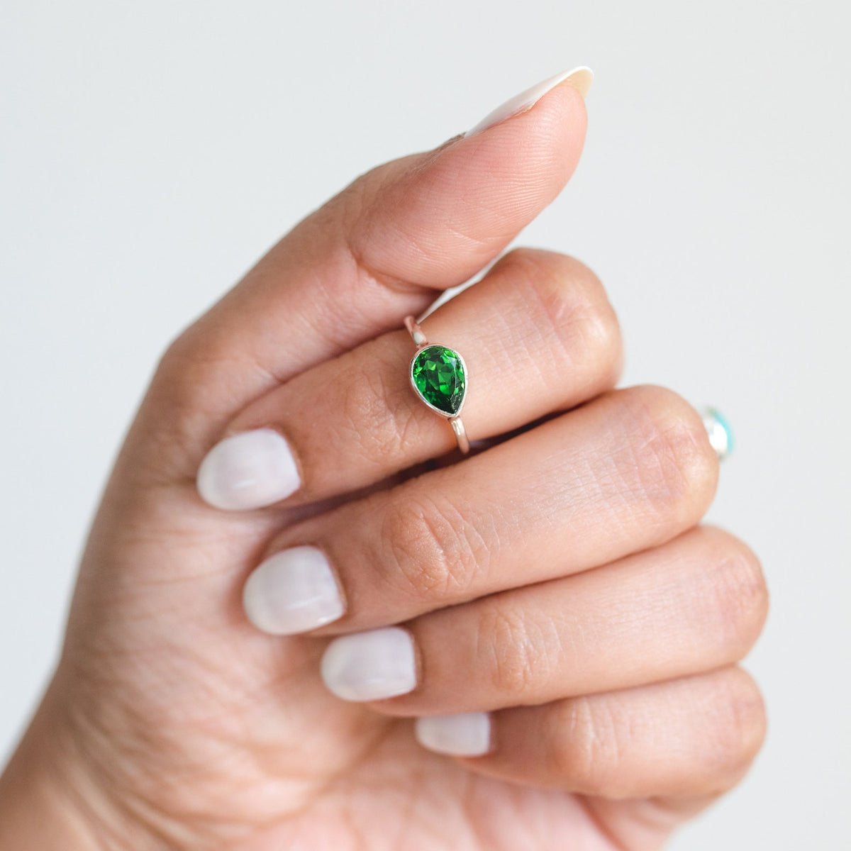 Swarovski Crystal Ring, Dainty Emerald Ring