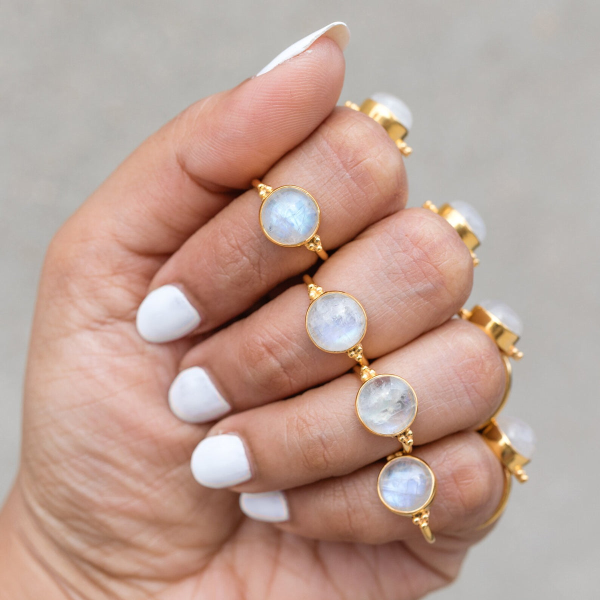 Round Moonstone - Gold Vermeil Ring