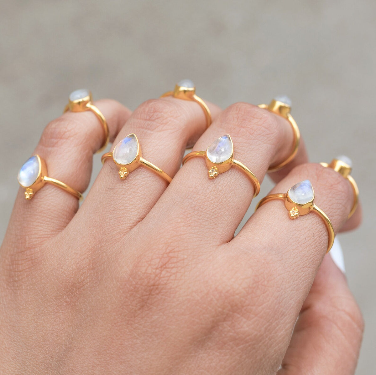 Pear Moonstone Ring, Gold Promise Ring
