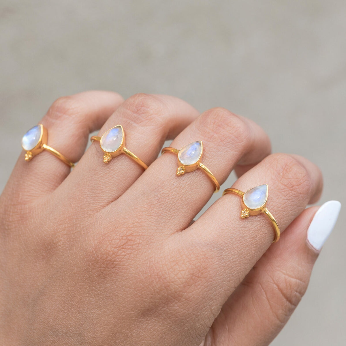 Pear Moonstone Ring, Gold Promise Ring