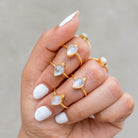 Pear Moonstone Ring, Gold Promise Ring