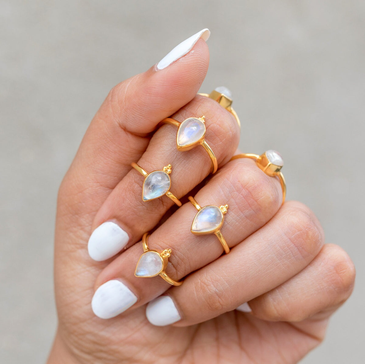 Pear Moonstone Ring, Gold Promise Ring