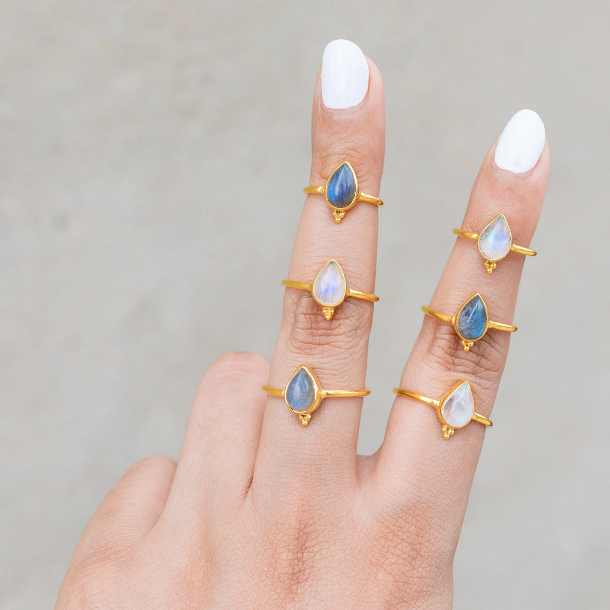 Pear Labradorite Ring, Minimalist Vermeil Jewelry