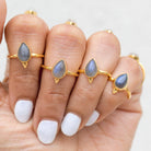 Pear Labradorite Ring, Minimalist Vermeil Jewelry