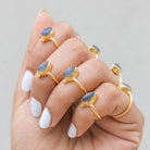 Pear Labradorite Ring, Minimalist Vermeil Jewelry