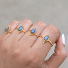 Pear Labradorite Ring, Minimalist Vermeil Jewelry