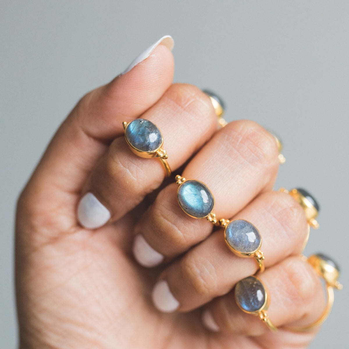 Oval Labradorite Ring, Gold Vermeil Ring