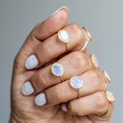 Moonstone Crystal & Gold Vermeil Ring, Delicate Rings