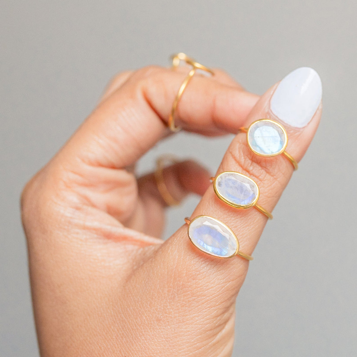 Moonstone Crystal & Gold Vermeil Ring, Delicate Rings