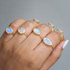 Moonstone Crystal & Gold Vermeil Ring, Delicate Rings