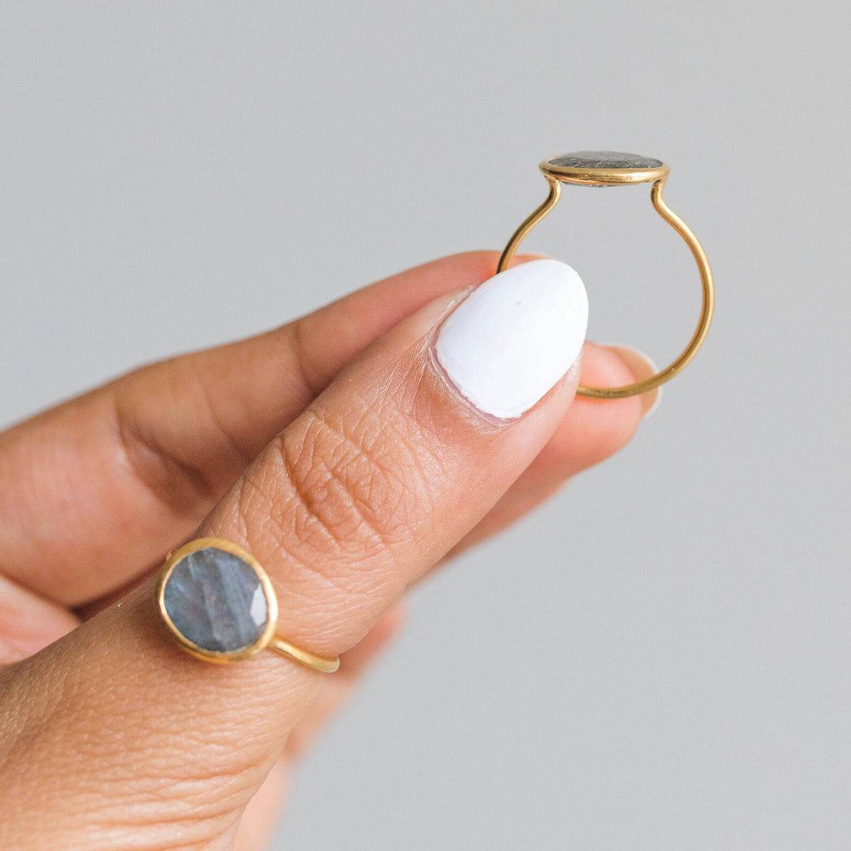 Labradorite Gold Vermeil Ring, Rainbow Labradorite Ring