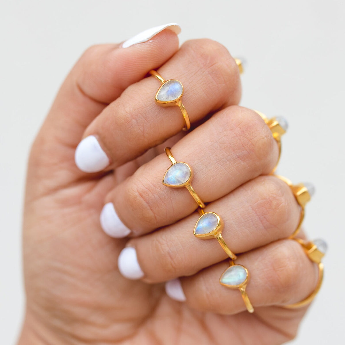 Pear Moonstone Ring, Gold Vermeil Ring