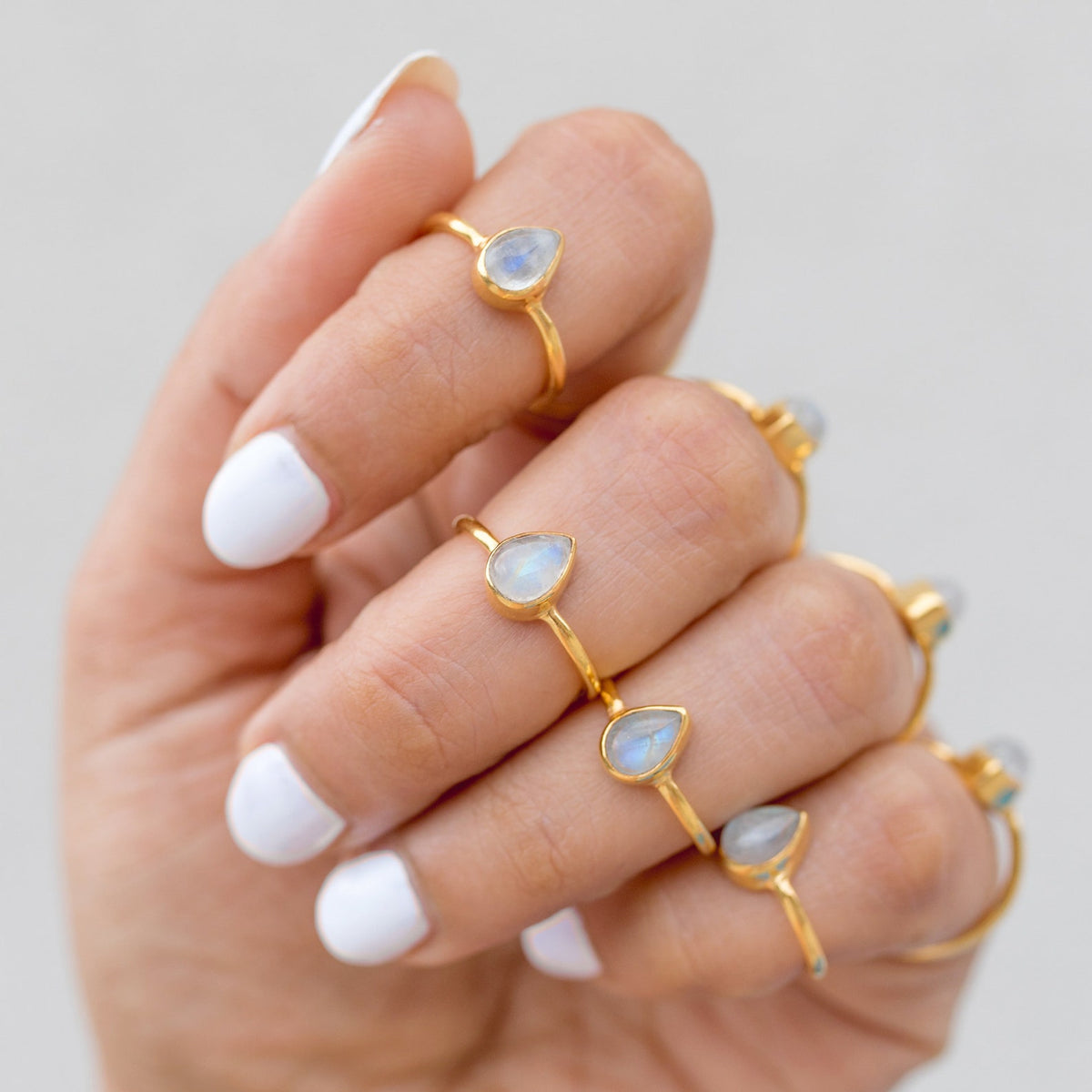 Pear Moonstone Ring, Gold Vermeil Ring