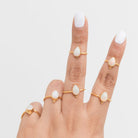 Natural Opal Ring, Pear Opal Gold Vermeil Ring