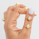 Natural Opal Ring, Pear Opal Gold Vermeil Ring