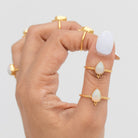 Natural Opal Ring, Pear Opal Gold Vermeil Ring