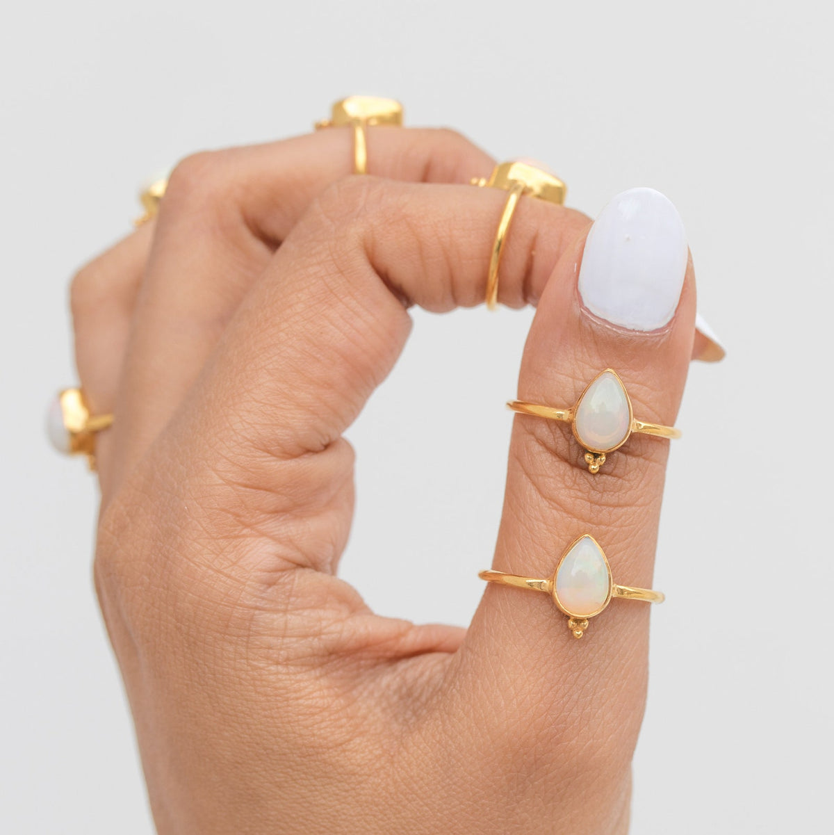Natural Opal Ring, Pear Opal Gold Vermeil Ring