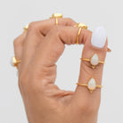 Natural Opal Ring, Pear Opal Gold Vermeil Ring