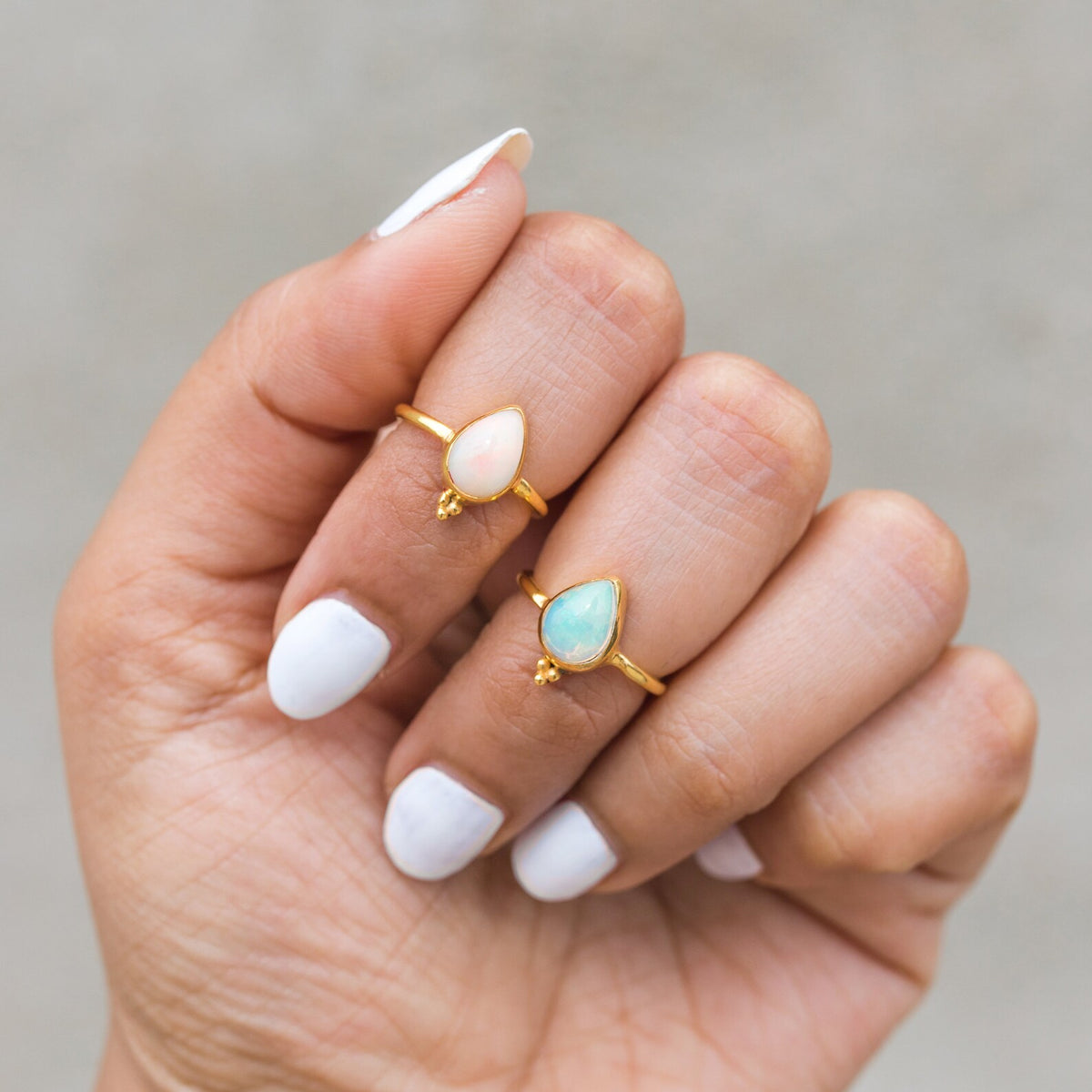 Natural Opal Ring, Pear Opal Gold Vermeil Ring
