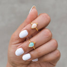 Natural Opal Ring, Pear Opal Gold Vermeil Ring