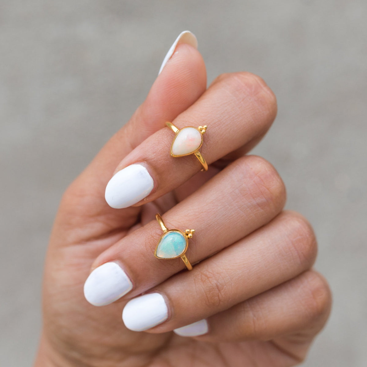 Natural Opal Ring, Pear Opal Gold Vermeil Ring