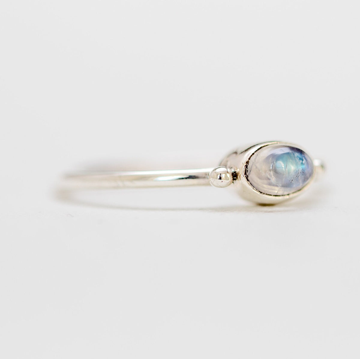 Minimalist Moonstone Ring, Dainty Bridesmaid Ring