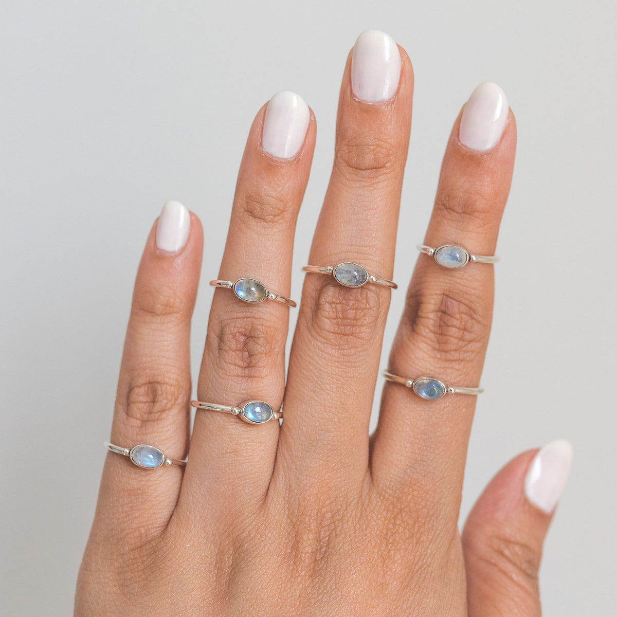 Minimalist Moonstone Ring, Dainty Bridesmaid Ring