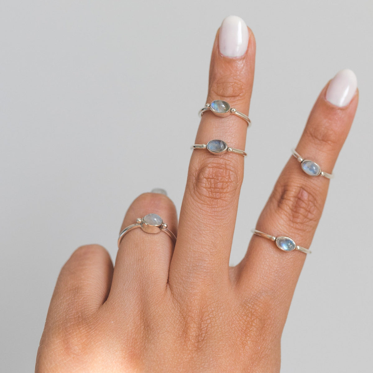 Minimalist Moonstone Ring, Dainty Bridesmaid Ring