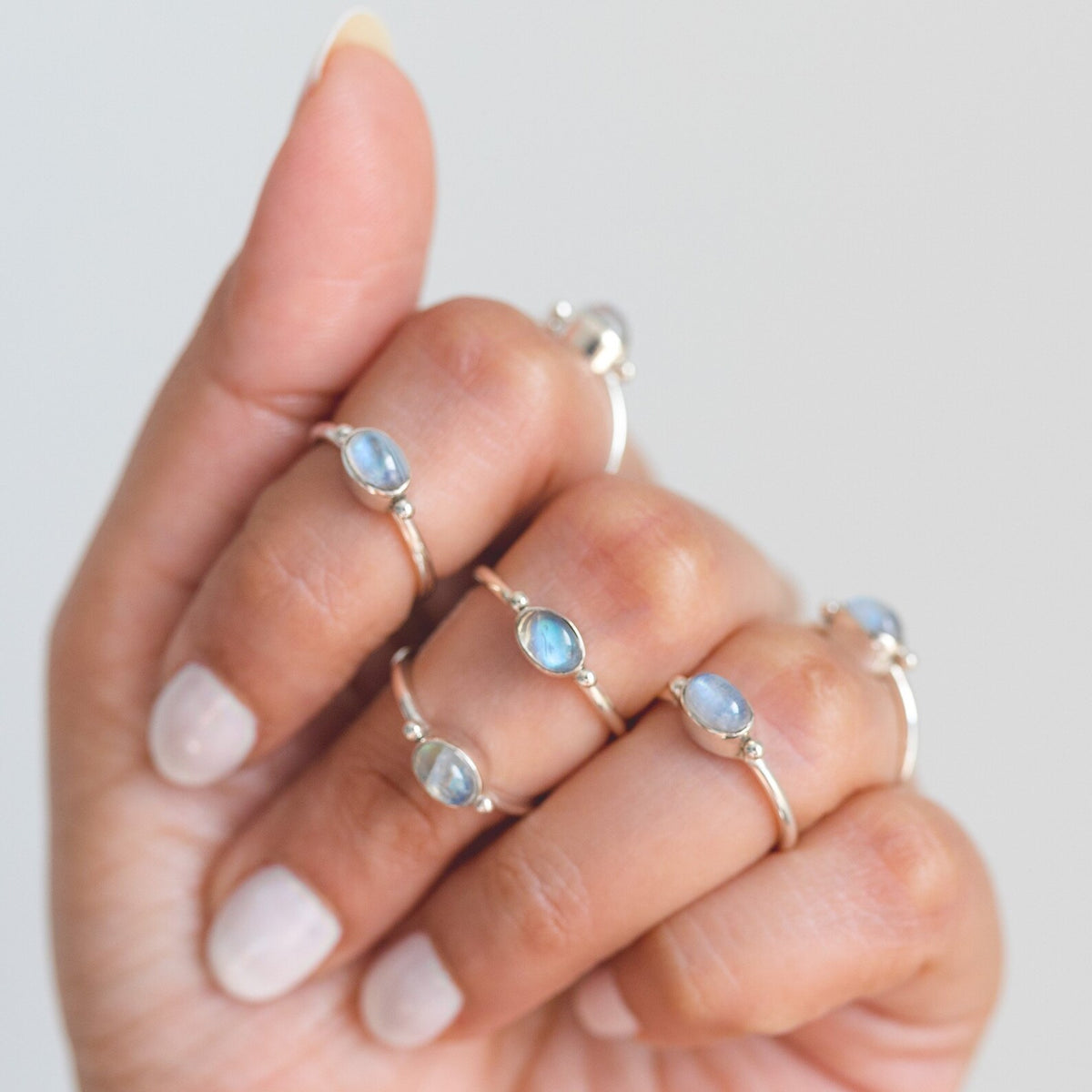 Minimalist Moonstone Ring, Dainty Bridesmaid Ring